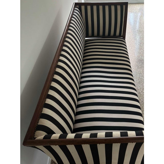 Antique Art Deco 3-Seater Sofa with Striped Fabric, 1800s For Sale - Image 6 of 14