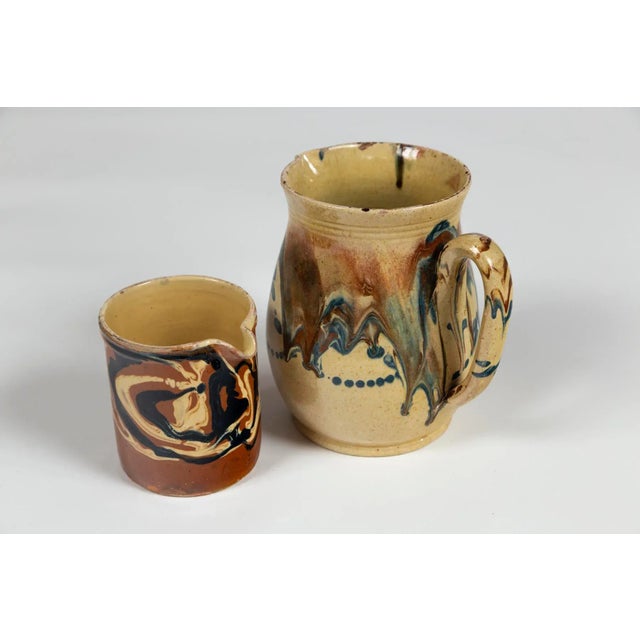 Two Antique Jaspé Pottery Pitchers, France, Late 19th Century For Sale - Image 12 of 12