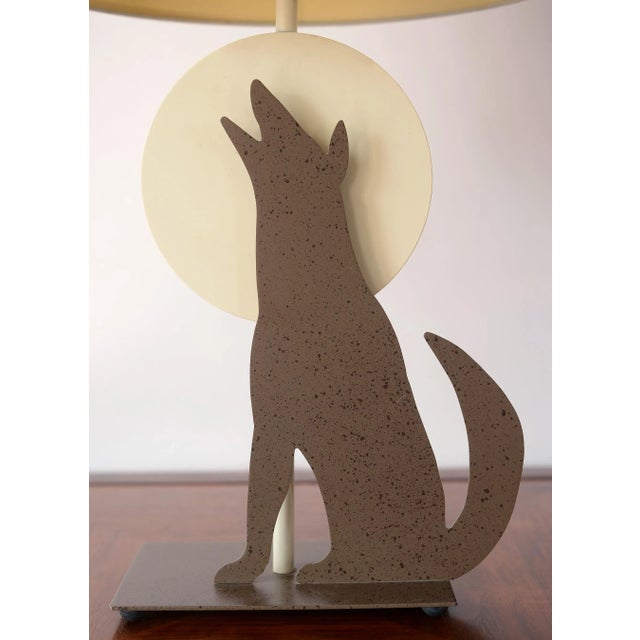 1980s Postmodern Memphis Style Metal Howling Wolf Table Lamp For Sale - Image 4 of 12
