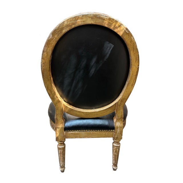 Set of 2 - 18th Century Original French Leather Upholstered Chair For Sale - Image 4 of 6