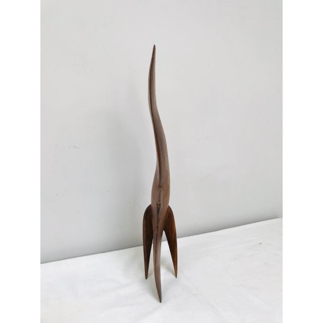 Mid-Century Modern Large Carved Burlwood Angelfish Mother of Pearl For Sale - Image 4 of 8