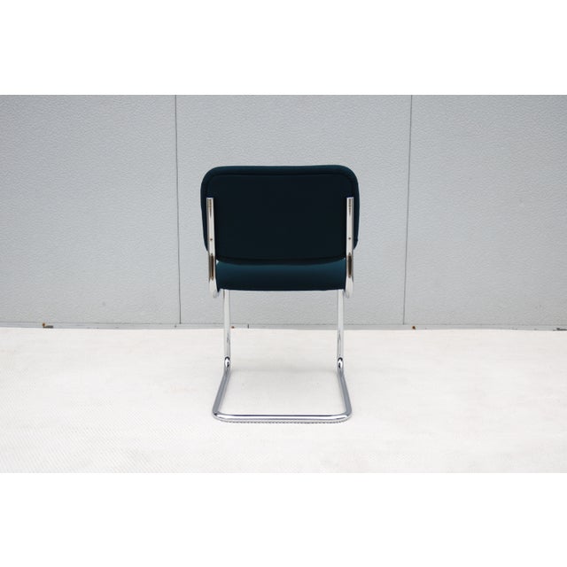 Bauhaus Marcel Breuer Cesca Upholstered Side Chair in Blue Fabric by Gordon For Sale - Image 13 of 18