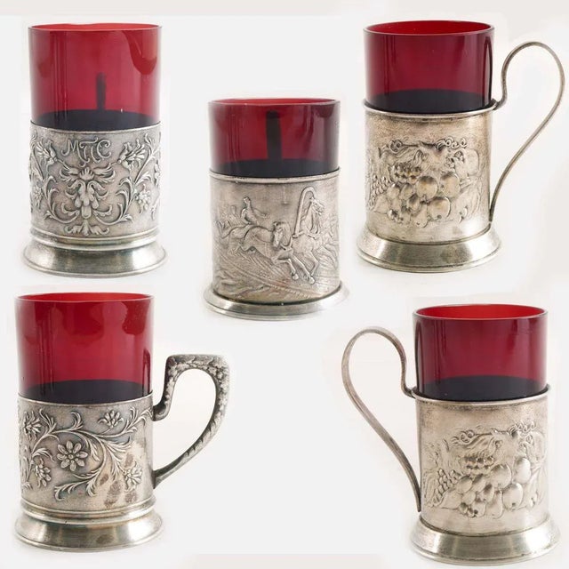 Antique Silver and Glass Tableware Set, Set of 11 For Sale - Image 3 of 7