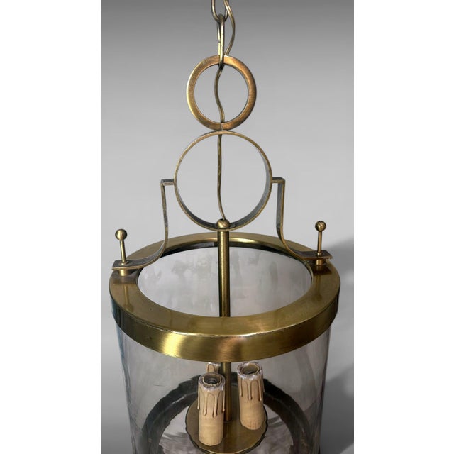 Mid 20th Century Neoclassical French Brass and Blown Glass Lantern For Sale - Image 9 of 18