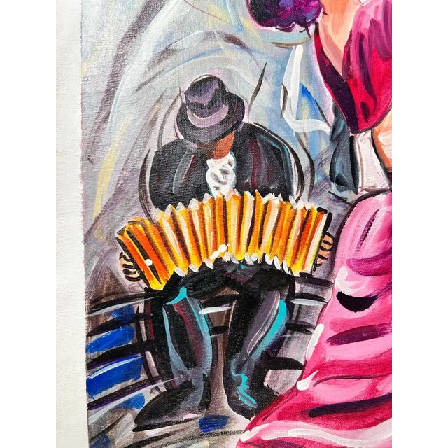Expressionism Figurative Oil on Canvas Painting Titled " Pasion Tanguera " Hand Signed Dated 2011 For Sale - Image 3 of 14