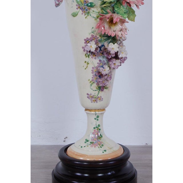 Barbottine White Vase, 1890s For Sale - Image 4 of 15