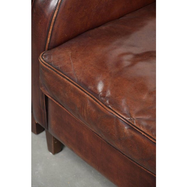 Dark Cognac-Colored Sheepskin Armchairs, Set of 2 For Sale - Image 14 of 16