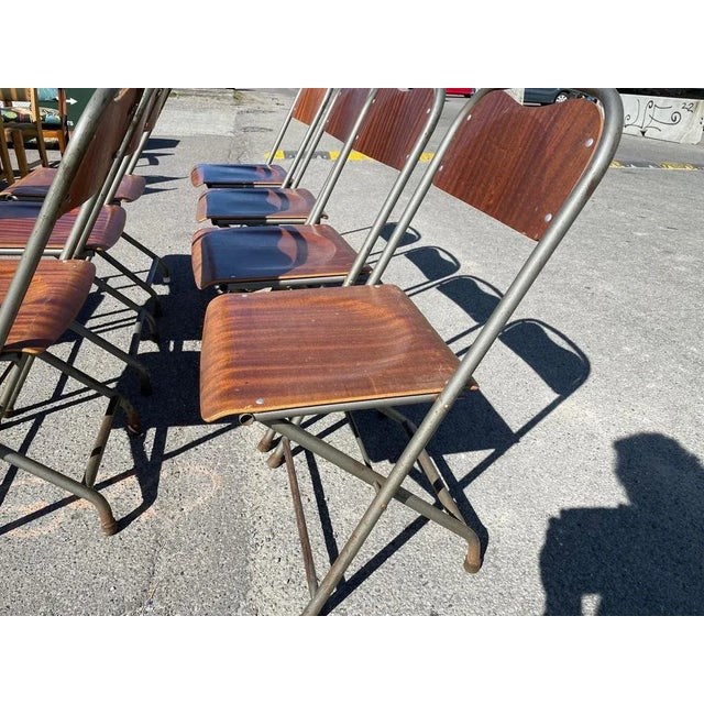 Mid-Century Danish Foldable Chairs in Teak and Metal, 1970s, Set of 8 For Sale - Image 3 of 7