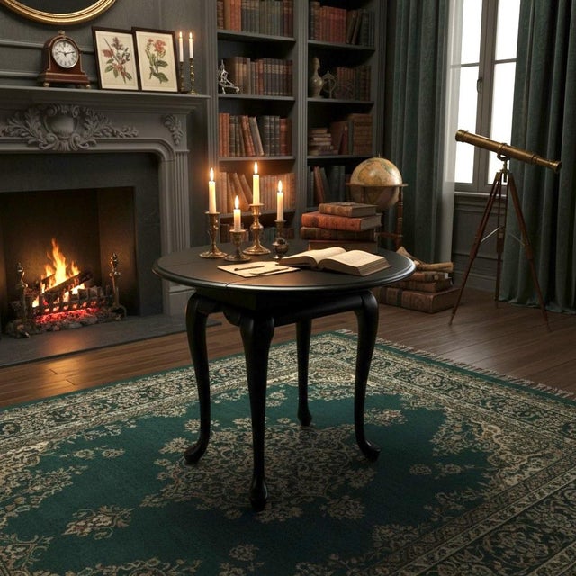 Mid 20th Century Queen Anne Drop Leaf Table-Black Painted-Side-Accent-Farmhouse-Small-End-Entry For Sale - Image 4 of 10