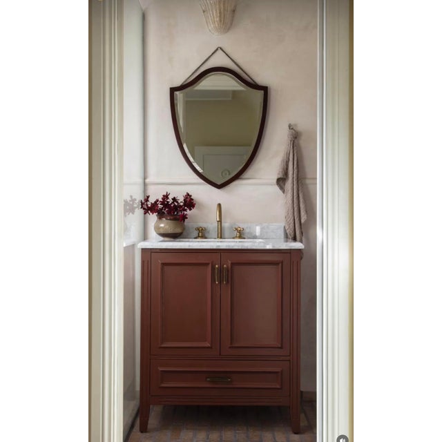 American Shield Hepplewhite Mirror by Bombay W/ Chain - Ralph Lauren, British Colonial, Grandmillennial Decors - 21” X 26” See Pics! For Sale - Image 3 of 8