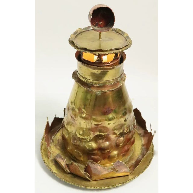 1970s Brutalist Torch Cut Lighthouse Nightlight After Jere, Seandel For Sale - Image 5 of 12