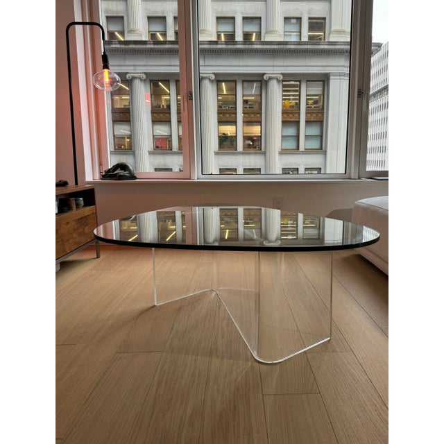 1970s 1970s Vintage Mid-Century Lucite Z-Shaped Coffee Table Base For Sale - Image 5 of 11