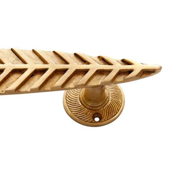 2020s Simple Feather Brass Door Handles - a Pair For Sale - Image 5 of 6
