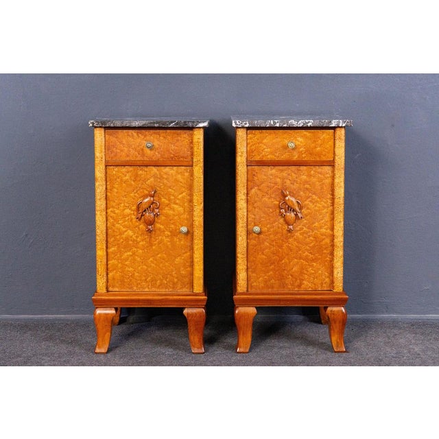 Object: Pair of bedside tables/side cabinets Epoch & style: Art Nouveau - early 20th century Features - simple and elegant...