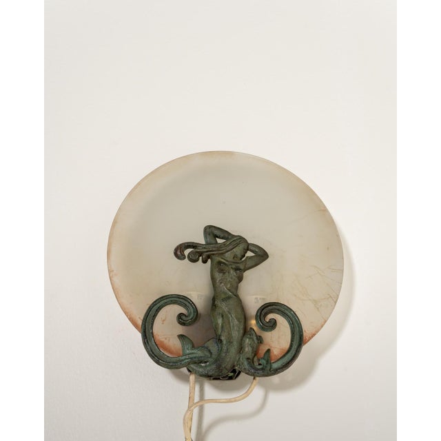 Scandinavian Wall Lamp with Female Figure, Early 1900s For Sale - Image 3 of 6