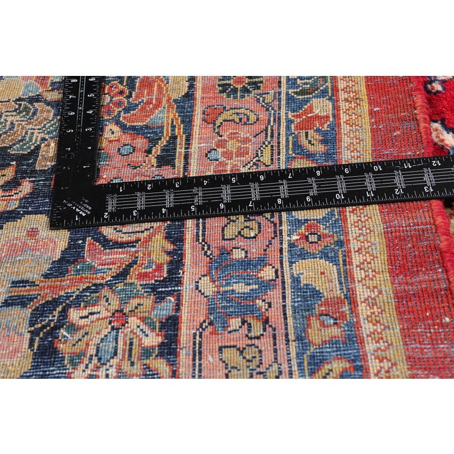 Textile Red Antique Persian Sarouk Rug, 11'10 X 15'06 For Sale - Image 7 of 10