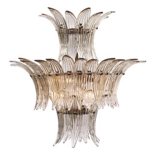 Venetian Glass, Cristal’s Antico Leaf Chandelier by Barovier, Murano, Italy For Sale