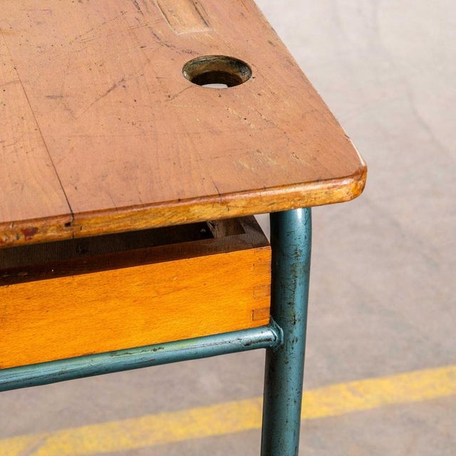 1960s Mid-Century French Double School Desk or Console Table from Mullca, 1960s For Sale - Image 5 of 10