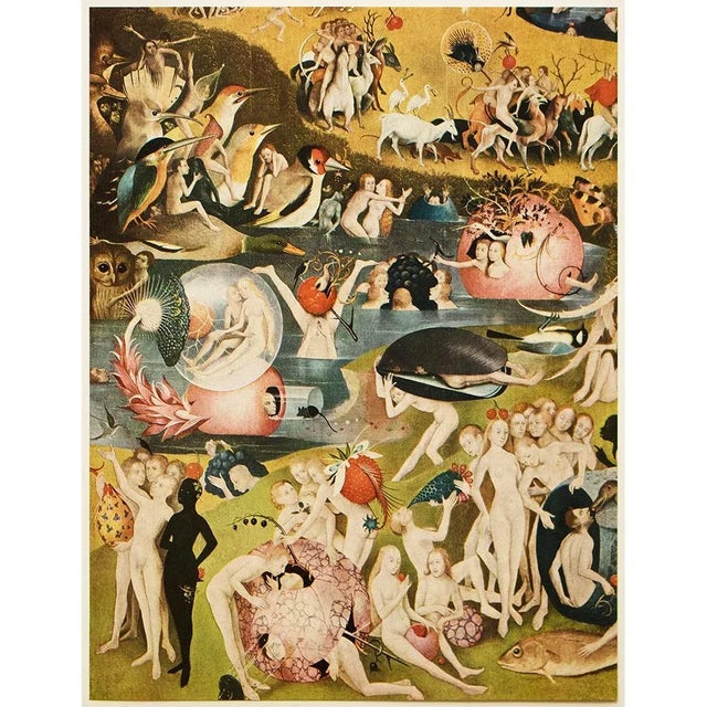 Paper 1955 After Bosch "The Garden of Worldly Delights" (Detail of Central Panel), Vintage Full-Color Print For Sale - Image 7 of 8
