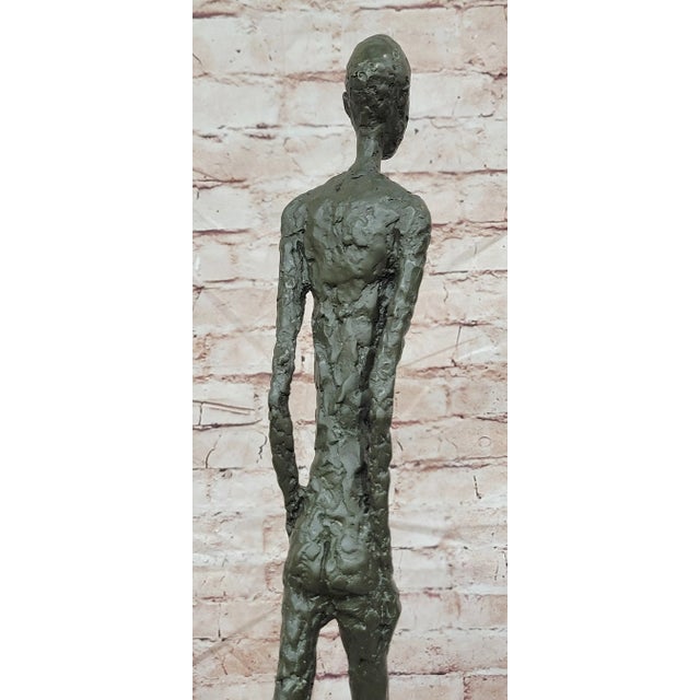 Gia Style Surrealist Walking Man Figure Bronze Sculpture For Sale - Image 9 of 10