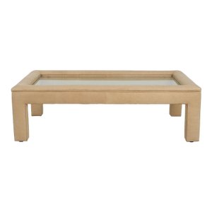 Karl Springer Style Padded Leather Coffee Table 1980 C.
