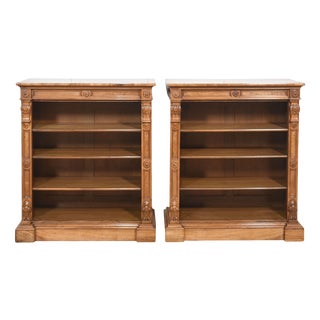 19th Century Walnut Open Bookcases, Set of 2 For Sale