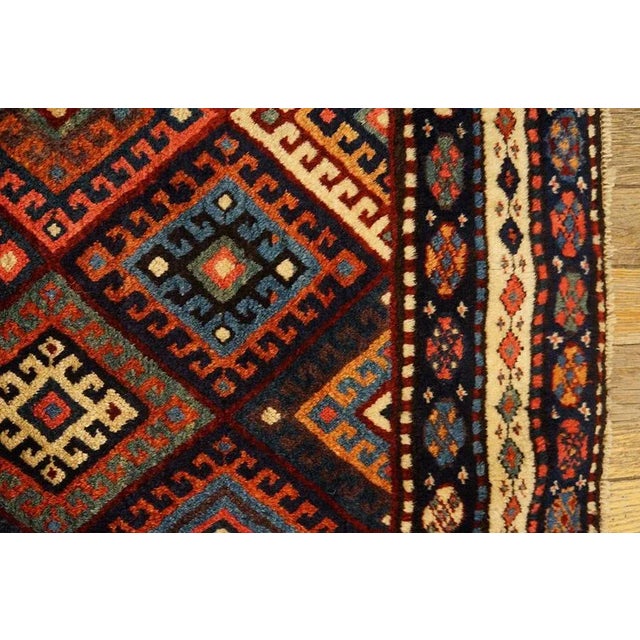 Wine Antique Kurdish Geometric Multicolor 1890s Square Rug For Sale - Image 8 of 12