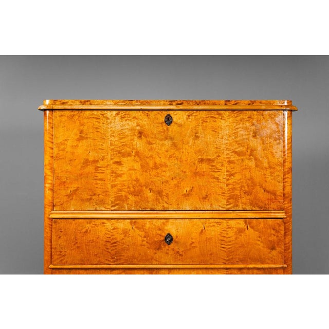 Biedermeier Secretaire in Birch For Sale - Image 15 of 18