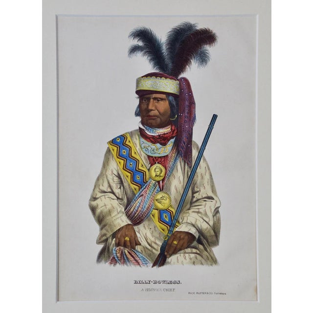 This an original 19th century hand-colored McKenney and Hall lithographic portrait of a Native American entitled "Billy...