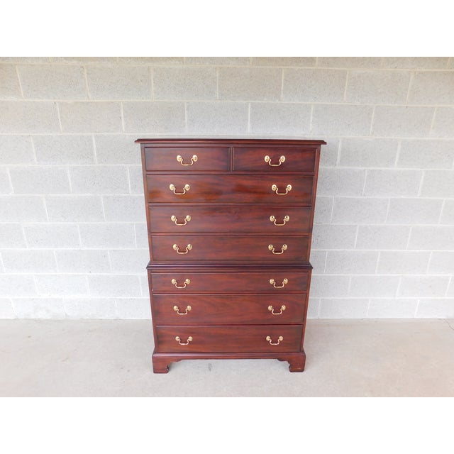 Wood Henkel Harris Mahogany Georgian Style Chest on Chest For Sale - Image 7 of 14