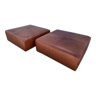 W. Schillig Leather Ottomans- a Pair For Sale