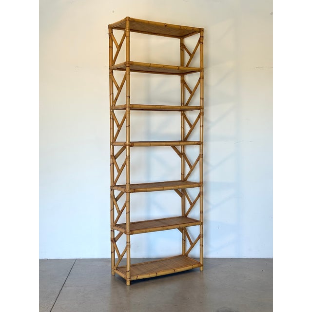 Wicker and Bamboo Bookcase, 1970s For Sale - Image 11 of 11