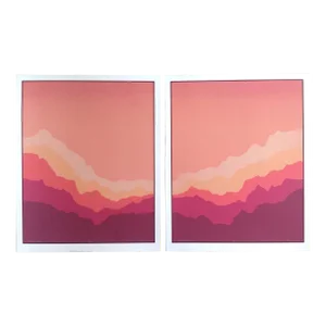 Angela Aman Vintage 1980's Postmodern " Rainbow Ridge II " Lmtd Edtn Original Silkscreen Prints Diptych - Set of 2