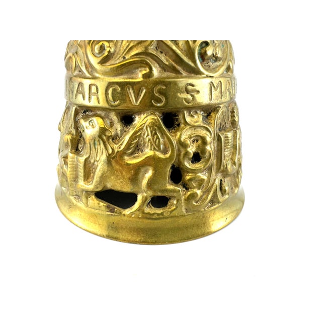 Vintage Italian Brass Relief Bell With St. Mark’s Lion and Evangelists Motif For Sale - Image 4 of 13