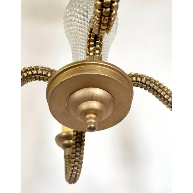 Antique French Art Deco Cut Glass & Brass Chandelier For Sale - Image 11 of 11