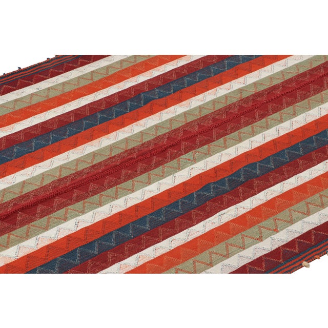 Rug & Kilim 1950s Vintage Persian Kilim in Red With Plaid Multicolor Stripes by Rug & Kilim For Sale - Image 4 of 8