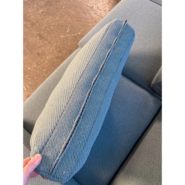 1970s Milo Baughman for Thayer Coggin L-Shaped Sectional Sofa in Blue-Green Woven Fabric For Sale - Image 11 of 11