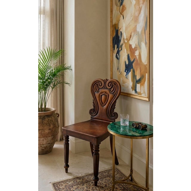 Burnt Umber Antique Neoclassical Style Carved Hall Chair With Shield Motif For Sale - Image 8 of 10