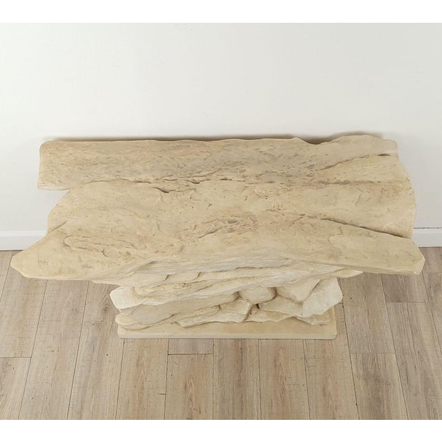 Beige Faux Stacked Stone Console by Sirmos, Circa 1970 For Sale - Image 8 of 8