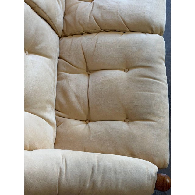Teak Beige Loveseat Settee Sofa Lounge Upholstered Furniture in Style of Domino Mobler Denmark 1960s For Sale - Image 10 of 10