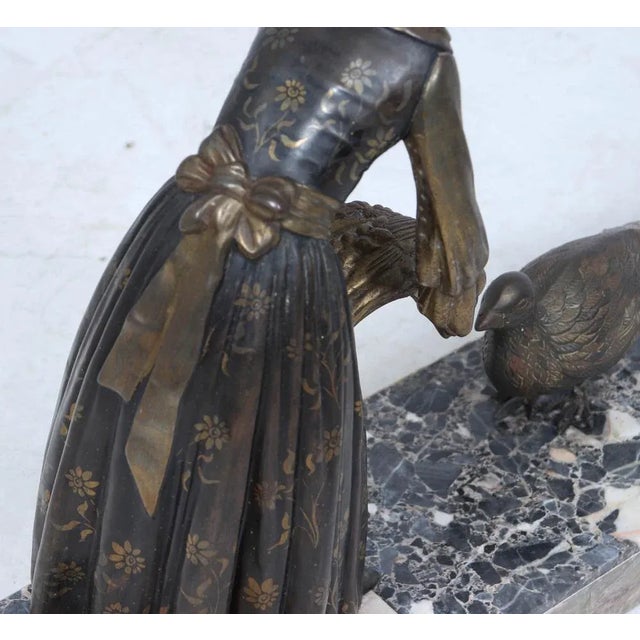 Art Deco Sculpture of Woman with Pheasant, 1930s For Sale - Image 11 of 13