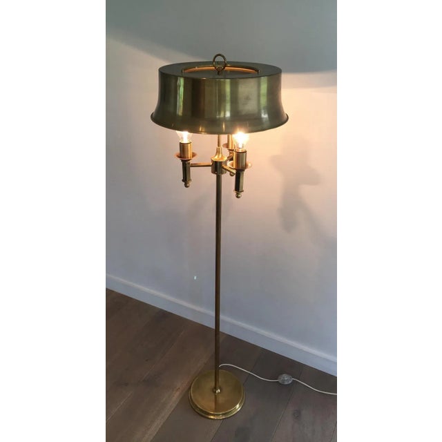 Gold Bronze and Brass Floor Lamp with Brass Shade For Sale - Image 8 of 13