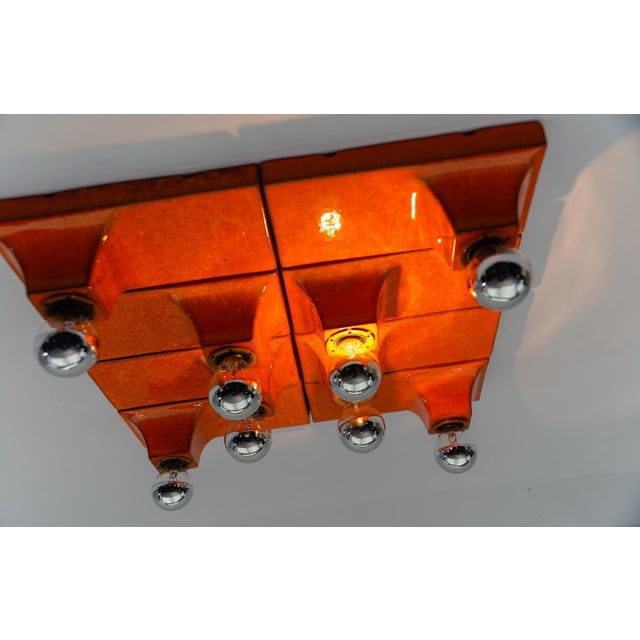 Mid-Century Modern Orange Ceramic Wall Lights from Waldi, 1960s, Set of 8 For Sale - Image 16 of 18