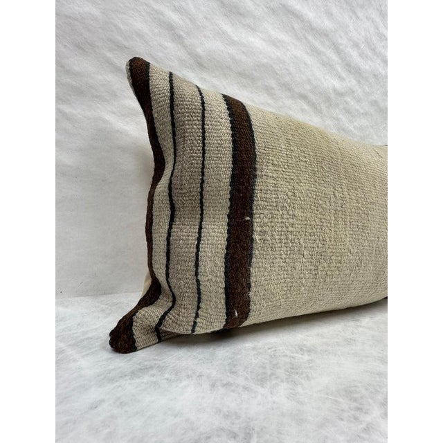 Turkish Hemp Pillow Cushion Natural Beige Brown Pillow Cushion Cover 16" x 24" For Sale - Image 4 of 4