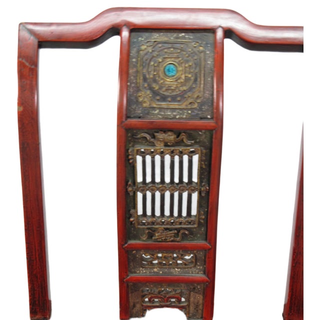 Pair Antique Chinese Blue Eye Side Chairs For Sale - Image 9 of 12