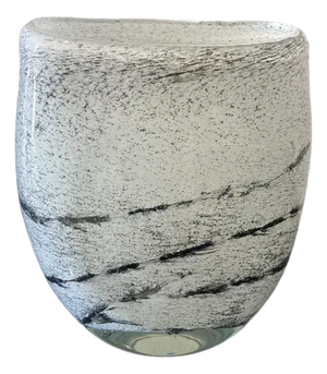 Henry Dean "Spilled Black" Art Glass Vase in Black and White