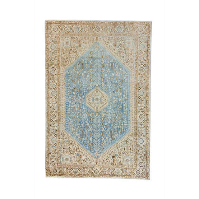 1930s Vintage Champagne Blue Hand-Knotted Rug - 6’8” X 9’11” For Sale - Image 11 of 11