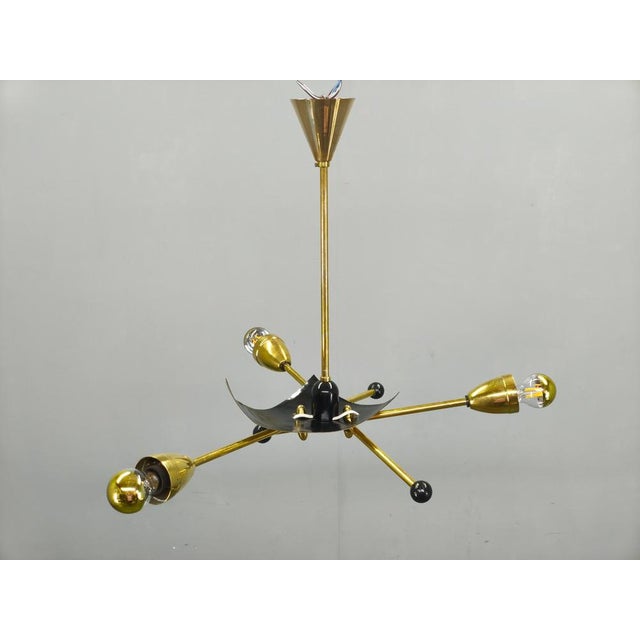 1970s Italian Stilnovo Style Brass Sputnik Chandelier, 1970s For Sale - Image 5 of 12