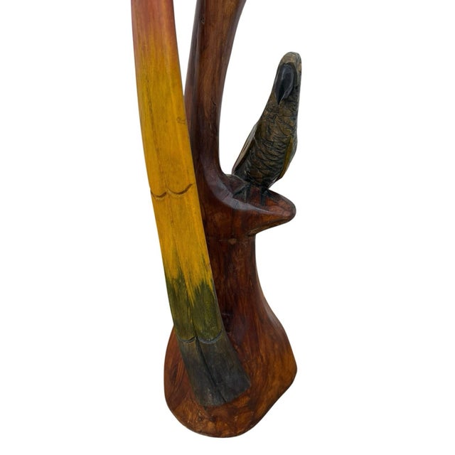 Vintage Folk Art Wood Sculpture Parrot Hand Carved & Painted 41” For Sale - Image 11 of 12