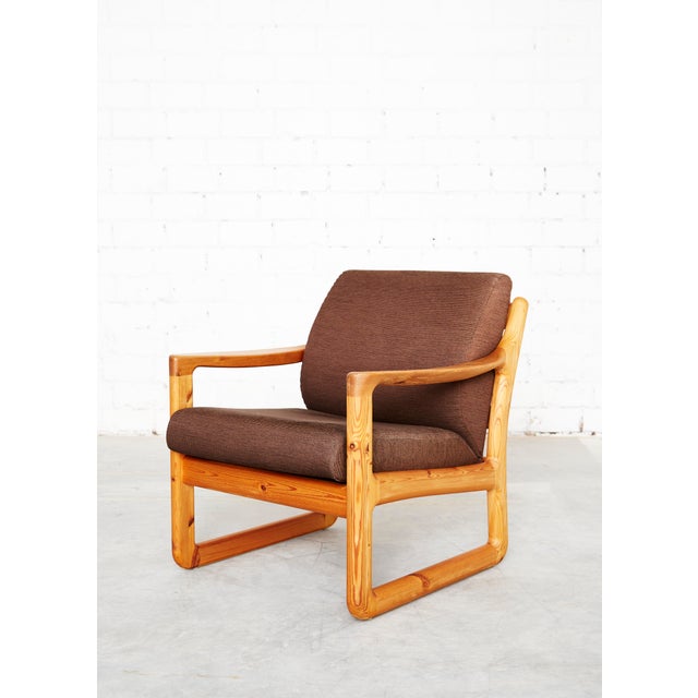 Wood Set of Danish Modern Pine Armchair & Ottoman by C. F. C. Silkeborg from CFC Silkeborg, 1970s For Sale - Image 7 of 16